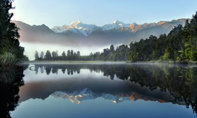 Zicht op Franz Josef Lake Matheson - Rondreis Zuidereiland Nieuw-Zeeland