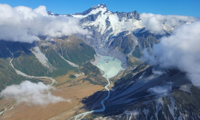 Mount Cook uitzicht uit de helikopter - Rondreis Nieuw-Zeeland 5 weken